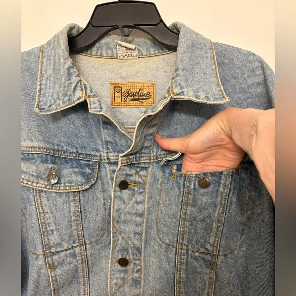 GASOLINE | Denim Trucker Jacket Oversized Slouchy | Vintage 90s | Light Wash | S - Picture 6 of 9